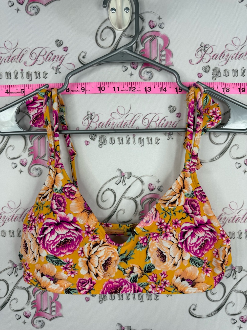 Xhilaration bikini top flowers orange  Floral Tie-Strap Bikini Top